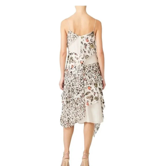 Grey Jason Wu Silk Dress Spaghetti Straps Midi Ruffles Tiered Cream 8 - Picture 2 of 15